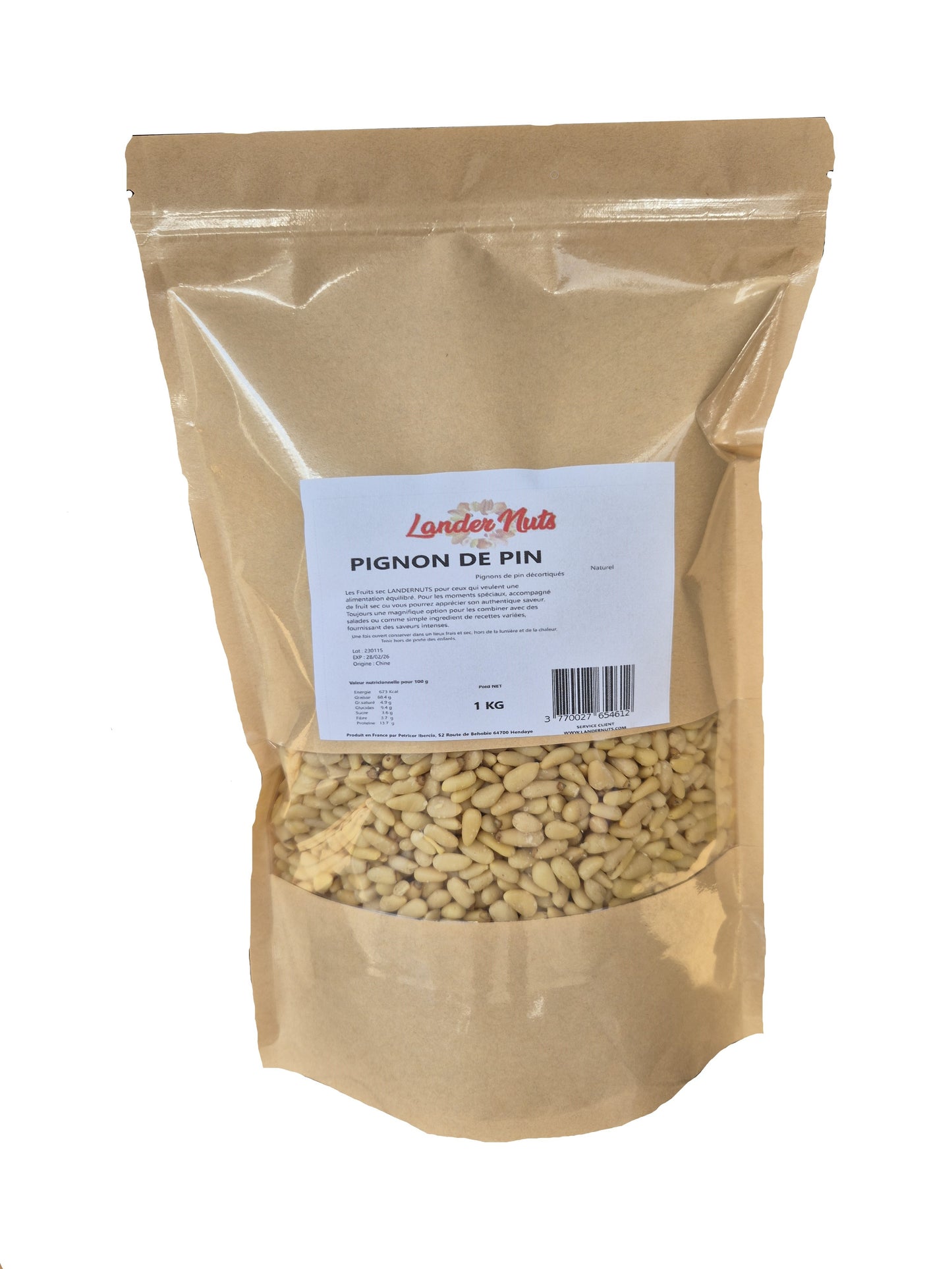Pignons de pin 100% naturel | 1 KG | Pignons de pin décortiqués Landernuts