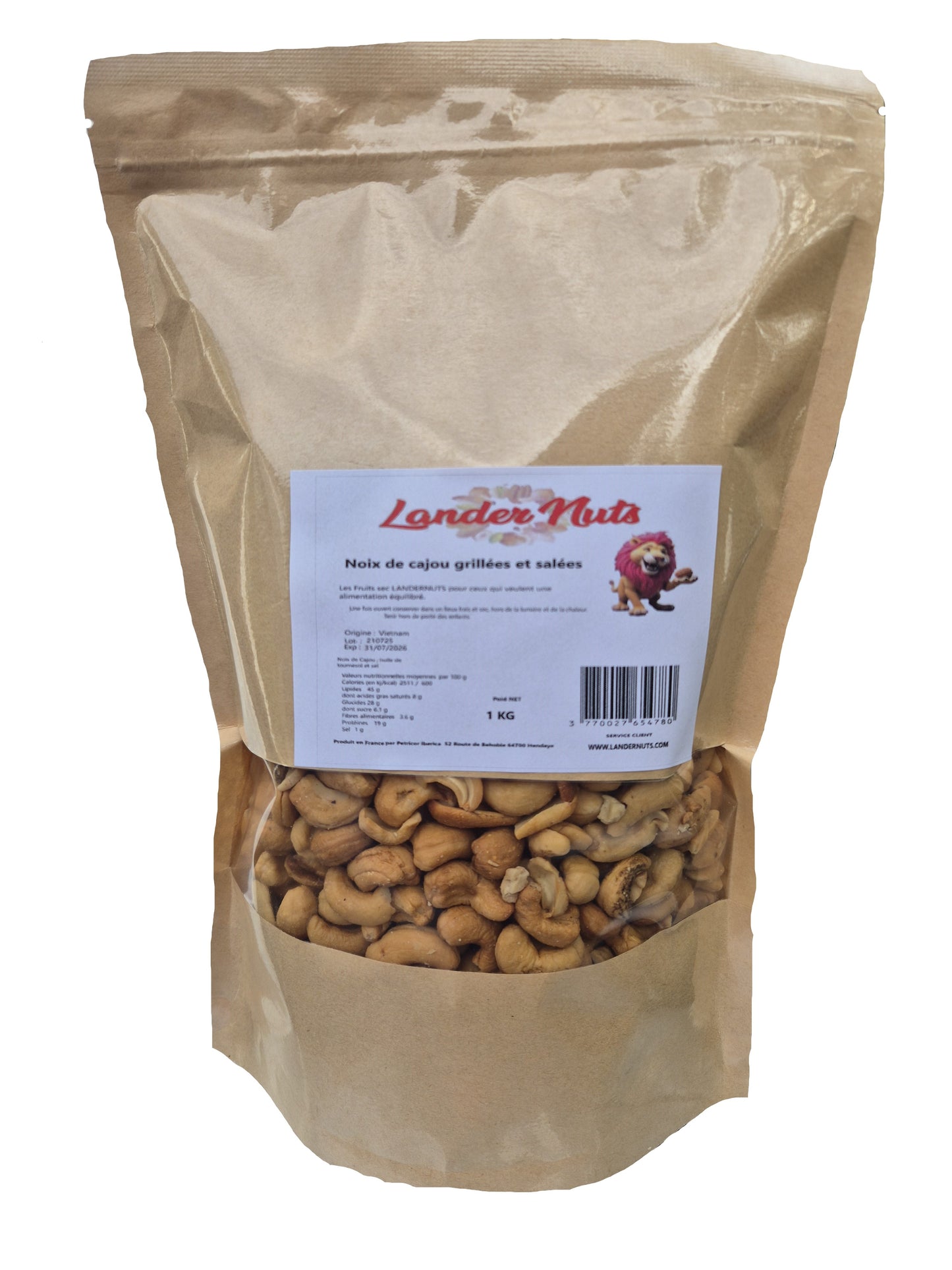 Noix de cajou grillées et salées 1 kg LANDERNUTS